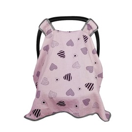 Car seat Covers for Babies, infant Carseat Canopy for newborn Carrier, kick proof, Muslin, fit Summer, Spring, Autumn, Pink heart, perfect for girl;