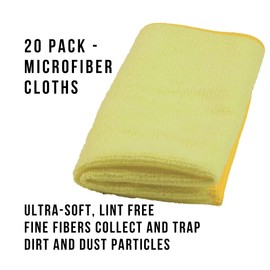 Diversey TASKI D7524118 MyMicro Commercial Microfiber Cleaning Cloth, Bulk Cleaning Towels for Housekeeping - Reusable & Lint Free - Large 14 Inch x 14 Inch, Yellow, Pack of 20