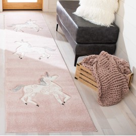 SAFAVIEH Carousel Kids Collection Runner Rug - 2'3" x 6', Pink & Ivory, Non-Shedding & Easy Care, Ideal for High Traffic Areas for Boys & Girls in Playroom, Nursery, Bedroom (CRK163P)