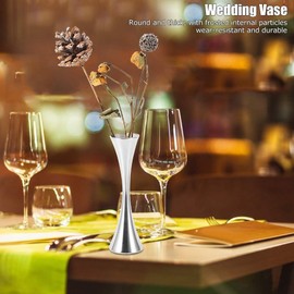 Beufee Tall Vase, Tall Silver Flower Vase Metal Flower Vase Small Bud Decorative Floral Vase Silver Slim Flower Vase Floral Container Centerpiece for Decor