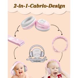 Lilian&Gema Baby Hearing Protection - 2 in 1 Baby Headphones Noise Protection 25 dB Baby Earmuffs Noise Adjustable Headband Headphones Baby Noise Protection for Babies up to 48 Months Hearing