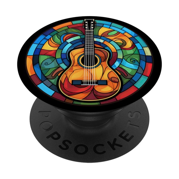 Stained Glass Guitar Stained Glass Six String Guitar PopSockets Standard