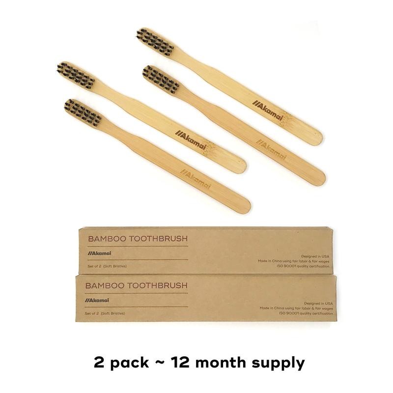 Akamai Bamboo Bass Toothbrush - Soft BPA-Free Bristles, Compostable, 2