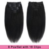 Tahikie Kinky Straight Clip In Hair Extensions Real Human Hair