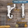 Rustic Cast Iron Coat Hooks (3 Pack) Antique White, Wall