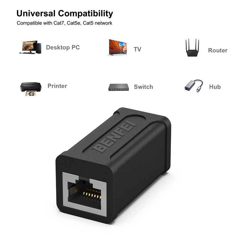 BENFEI RJ45 Inline Coupler, 10 Pack Cat7 Cat6 Cat5e Ethernet