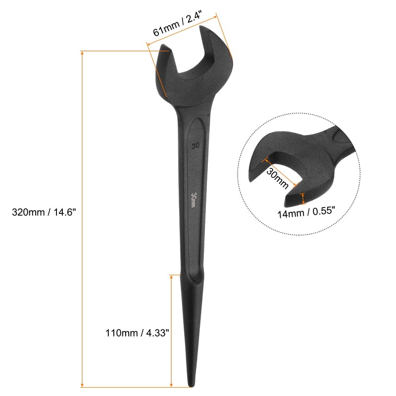 sourcing map Single Open End Spanner Wrench 30mm 15 Degree