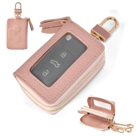 YooFa Smart Key Case, Stores 2 Pieces, Stylish, Car Key Case, Men's, Women's, Double Keyring, Double Zipper, Smart Key, Key Holder, Carabiner, Compatible with Smart Keys, Cover Type, Large Capacity