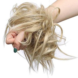 New Tousled Synthetic Hair Bun Hairpiece Scrunchies Elastic Updo Instant Ponytail Messy Wig Hair Donut Fashionable Hair Bun - Ash Blonde & Bleach Blonde