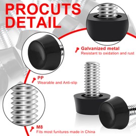 20 PCS M8 Thread Adjustable Furniture levelers Screw Feet,Galvanized Steel Furniture Legs Floor Glide leveler Screw Furniture Leg Height Extenders Leveling Feet for Table,Chair,Desk,Cabinet,Patio Legs