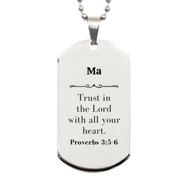 LANKEST Christian Ma Gifts Trust in the Lord with all your heart Bible Verse Scripture Silver Dog Tag Baptism Confirmation Gifts for Ma