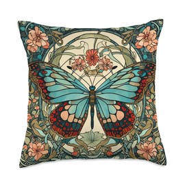 Butterfly Art Nouveau Throw Pillow