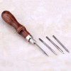 4 in 1 Leather Awl Sewing Punch Wooden Handle Leather