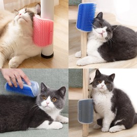 IBLUELOVER 3Pack Cat Self Groomer Wall Corner Grooming Brush Massage Brush Toy Cat Grooming Scratcher Wall Corner Groomer Comb with Catnip for Short Long HairCat Kitten Puppy