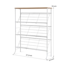 JZM Shoe Rack Storage, Narrow 4 Tier Metal Shoe Storage Shelf, Free Standing Shoe Racks, Space Saving Shoe Rack Organizer for Entryway, Hallway, Bedroom, Living Room(12-16 Pair)