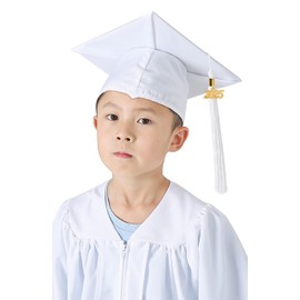 GraduatePro Matte Kids Graduation Cap 2023 for Kindergarten Prek Graduation Ceremony White, White, One Size