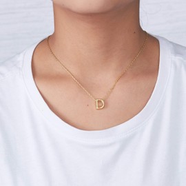 Philip Jones Gold Plated Initial Necklace Letter D Created with Zircondia® Crystals