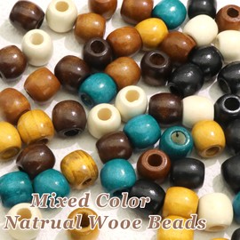 VENOFEN 60PCS Wooden Beads for Hair 6 Colors Large Loc Bead Dreadlock Jewelry Natural Wood Braids Beads Accessories Decoration for Unisex