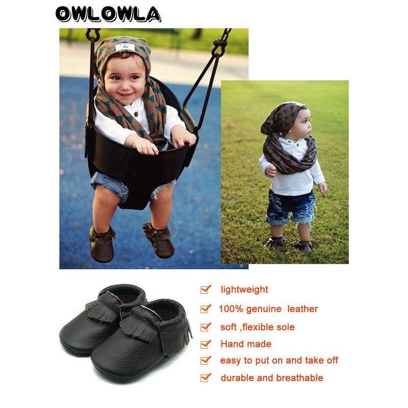 OWLOWLA Baby Moccasins Soft Sole Leather Baby Shoes Infant Toddler