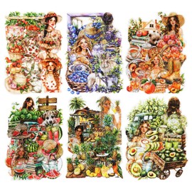 MiyouLuna 120Pcs Summer Themed Scrapbook Stickers, PET Ephemera for Journaling, Craft Supplies and Junk Journal