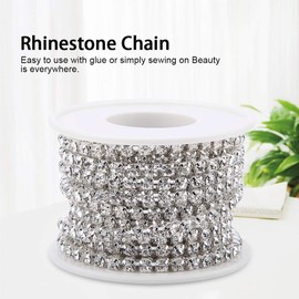 4 mm 5 Yard Rhinestone Chain, DIY Artificial Diamond Crystal Bling Ribbon Roll Decoration for Wedding Party Floral Arrangements[Silver] Ribbons