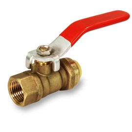 Everflow Supplies Pushlock UPBVF1 1 Inch Push X Female Ball Valve for Push-Fit Valve, Full Port Ball Valve Design w/Single Lever Heavy Duty Rust Resistant Handle, Forged Brass Construction