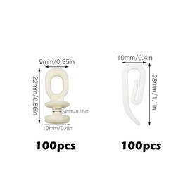 Burkfeeg 200 Pcs White Curtain Hooks Gliders Rollers, Plastic Curtain Track Glider Hooks for Pencil Pleat, Window, Door & Shower Curtains