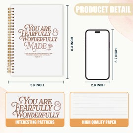 AQYIP Retro Christian Spiral Notebook, Psalm 139:14 Bible Journaling Notebooks, Religious Prayer Journal for Woman, Christian Gifts for Women, Scripture Notebooks for Note Taking, 5.5x8.3 Inch