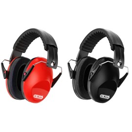 Dr.meter Ear Defenders Children, Children Ear Defenders SNR 27dB Protective Earmuffs with Noise Blocking Children Ear muffs for Sleeping Studying Adjustable Head Band black+red