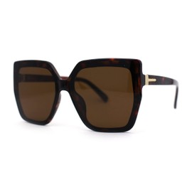 Womens Oversize Square Minimal Chic Mod Inset Lens Sunglasses Tortoise Brown