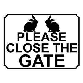 SHAWPRINT PLEASE CLOSE THE GATE METAL SIGN RABBIT THEME 150MM X 115MM (109H1S)