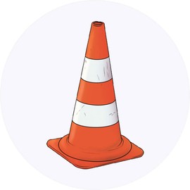24 x 40mm Round 'Traffic Cone' Stickers (SK00057009)