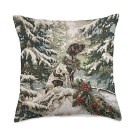 Funny German Shorthaired Pointer Dog Christmas Merry Xmas Throw Pillow