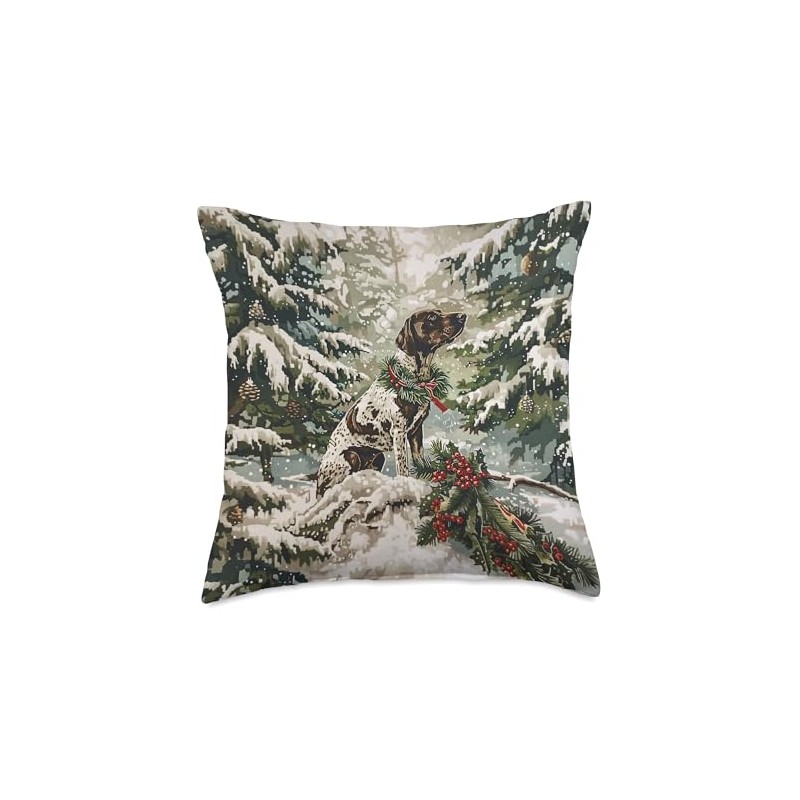 Funny German Shorthaired Pointer Dog Christmas Merry Xmas Throw Pillow