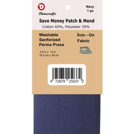 Iron-On 1 Repair Patch of Mending Fabric 6 x 13 Inch Color: Navy, Compare to Bondex
