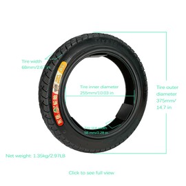 GYL 14x2.5 Electric bike Tire,2.50-10 Dirt Bike Tire Compatible with 14x2.50 60/100-10 ebike Tyre,Fits Motorcycles Electric Scooter, Dirt Bike, Kids Bike