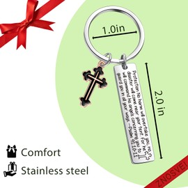 ZNOSVEI Christian Gift Cross Gift Psalm 91 Jewelry Cross Keychain Easter Keychain Godfather Gift Baptism Keychain Bible Verse Keychain Psalm Inspirational Gifts Christian Keychain