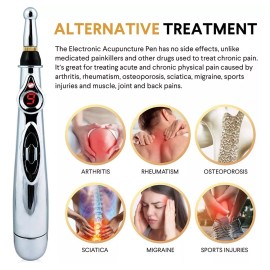 AOC Beauty Pluma Acupuntura Electrónica Masaje Pulso Meridian Energy Color Plateado