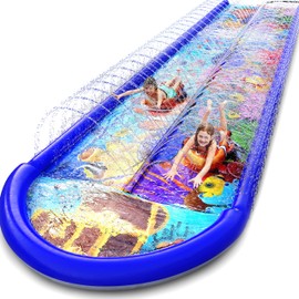 Undersea Water Dual Slip and Slide - 18 Feet X 5 Feet Slip and Slide with Splash Pad and Sprinkler, Water Slide with Inflatable Body Boards - Kids Water Fun