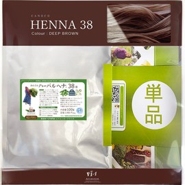Henna: Kanoko no Herbal Henna No. 38 (Color: Deep Brown) Single Item | Brush Not Included [Organic Farming x Chemical Ingredients Completely Additive-Free Henna Leaf]..