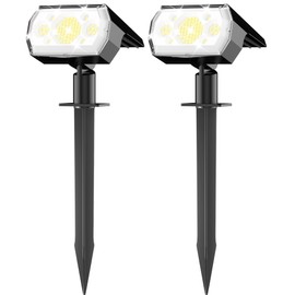 hyrion Solar Spot Lights Outdoor Waterproof, 64 LEDs Bright Solar Spotlights, 3 Lighting Modes Landscape Lights Dusk to Dawn for Outside Yard Tree Garden Pathway, Cool White, 2 Pack