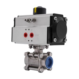 1inch Three Piece Pneumatic Actuator Ball Valve, Single Acting Globe Threaded 316 Stainless Steel Ball Valve