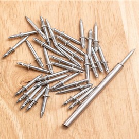 UtySty 200 Pack Double Head Skirting Nails Wooden Steps Thread Seamless Nail Invisible Double Headed Nail for Wooden Skirting Trim Installation Baseboard Acoustic Panels Stairway Door Floor Furniture