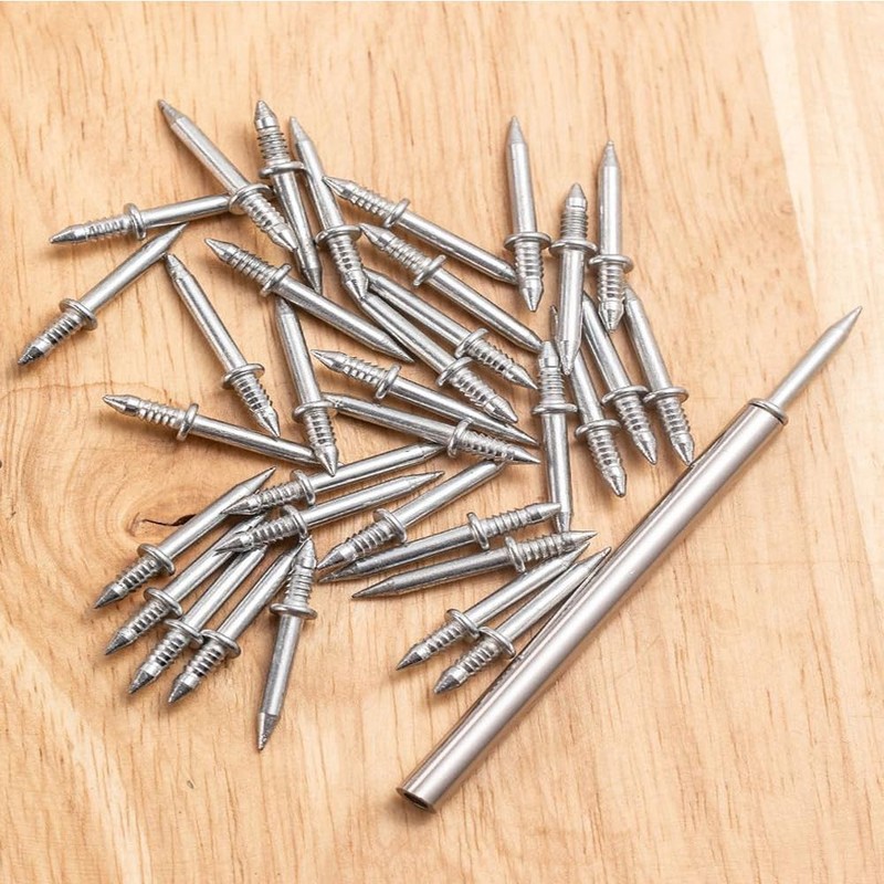 UtySty 200 Pack Double Head Skirting Nails Wooden Steps Thread