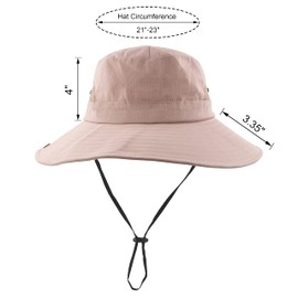 Mukeyo Womens Summer Sun Hat Wide Brim Outdoor UV Protection Hat Foldable Ponytail Bucket Cap for Beach Fishing Hiking Pure Pink
