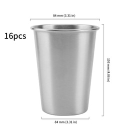 HOIGON 16 Pack 12oz Stainless Steel Cups, Shatterproof Metal Drinking Cups, Stackable Stainless Steel Tumblers for Travel, Camping, Outdoor Activities
