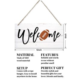 Welcome Sign, Fall Decoration, Hanging Wood Sign Home Decorative, Football Welcome Wood Sign, Fall Decor, Autumn Home Decor, Decorative Wood Wall Sign, Welcome Wooden Door Hangers