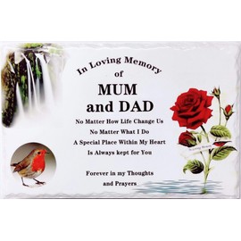 Old Tupton Ware Memorial Tile Plaque - In Loving Memory Of Mum And Dad - 29 x 19 Cm Ceramic