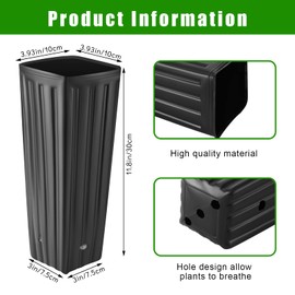 Nuenen 300 Pcs Tall Tree Pot Plastic Deep Plant Nursery Pots Black Seedling Treepots Flower Plant Container Starting Pots with Drainage Holes for Indoor Outdoor Gardening (11.8" H X 3.9" W)