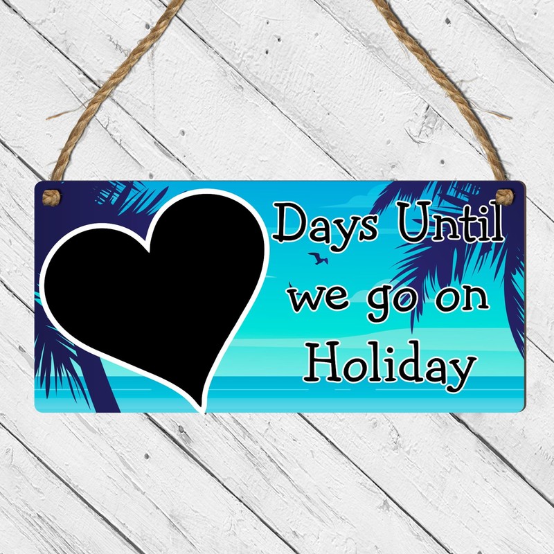 Days Until We Go on Holiday" Countdown Plaque | Beach-Themed